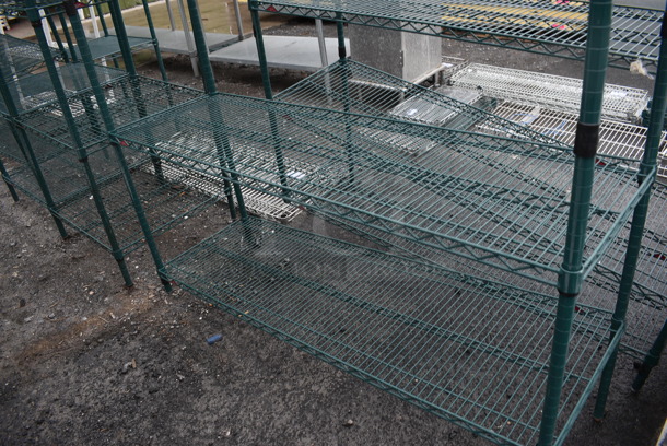 Metro Green Finish 5 Tier Shelving Unit. BUYER MUST DISMANTLE. PCI CANNOT DISMANTLE FOR SHIPPING. PLEASE CONSIDER FREIGHT CHARGES. 60x18x74 - Image 2 of 3
