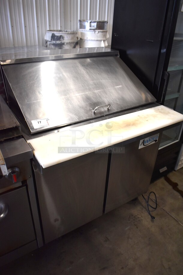 Avantco 178SSPT36MHC Stainless Steel Commercial Sandwich Salad Prep Table Bain Marie on Commercial Casters. 115 Volts, 1 Phase. 37x35x48. Tested and Working!