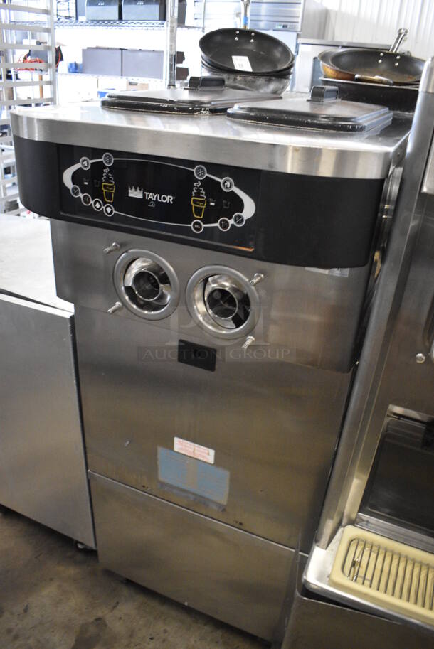 2012 Taylor Model C723-33 Stainless Steel Commercial Floor Style 2 Flavor w/ Twist Soft Serve Ice Cream Machine on Commercial Casters. Missing Pieces. 208-230 Volts, 3 Phase. 23x34x55 - Image 2 of 7