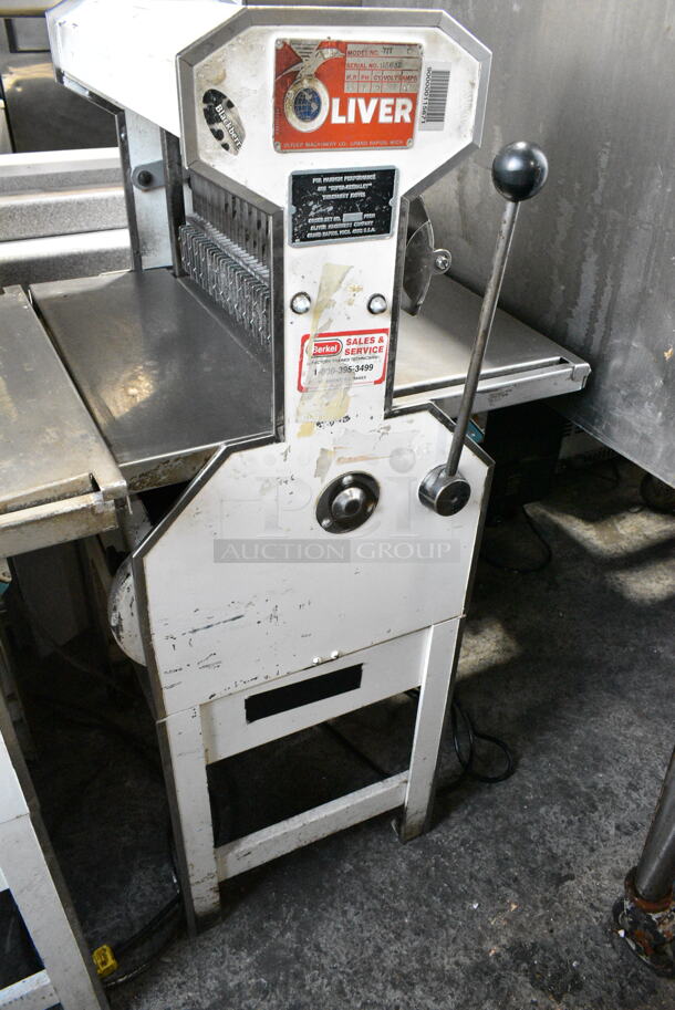Oliver 777 Metal Commercial Floor Style Bread Loaf Slicer. 115 Volts, 1 Phase. Tested and Does Not Power On - Image 1 of 5