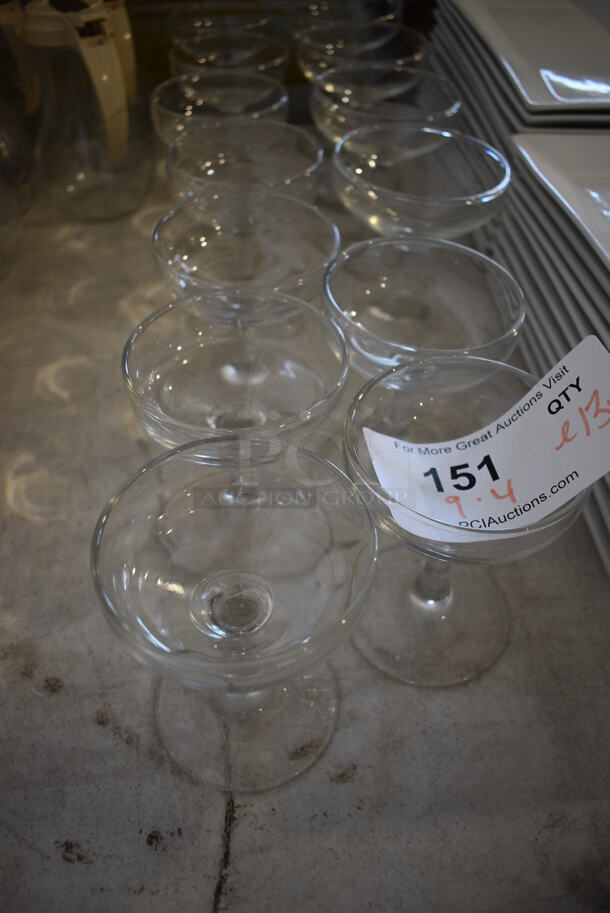 ALL ONE MONEY! Lot of 13 Various Champagne Glasses. Includes 3.5x3.5x4.5 - Image 2 of 3