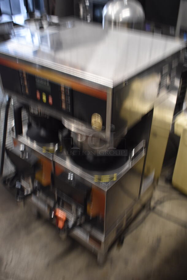 Curtis GEMTIF10A1015 Commercial Stainless Steel Twin Coffee Brewer With 2 Lower Warmers And Hot Water Faucet On Galvanized Legs. 220V, 1 Phase.  - Image 3 of 6