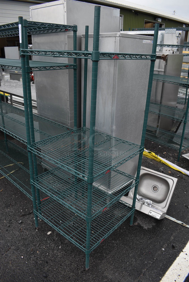 Metro Green Finish 4 Tier Shelving Unit. BUYER MUST DISMANTLE. PCI CANNOT DISMANTLE FOR SHIPPING. PLEASE CONSIDER FREIGHT CHARGES. 24x24x63 - Image 2 of 3