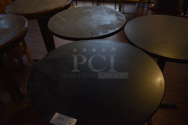 3 Black Round Bar Height Tables on Black Metal Table Base. 30x30x42. 3 Times Your Bid! (lounge) - Image 3 of 4