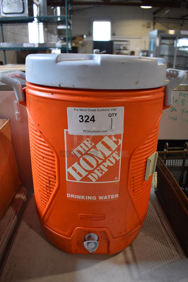 Orange and White Poly Portable Water Cooler. 17x13x19 - Image 1 of 3