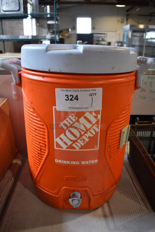 Orange and White Poly Portable Water Cooler. 17x13x19