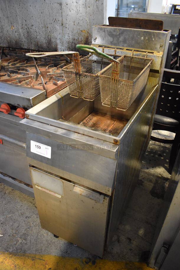 Stainless Steel Commercial Natural Gas Powered Deep Fat Fryer w/ 2 Metal Fry Baskets. 16x31x48 - Image 2 of 7