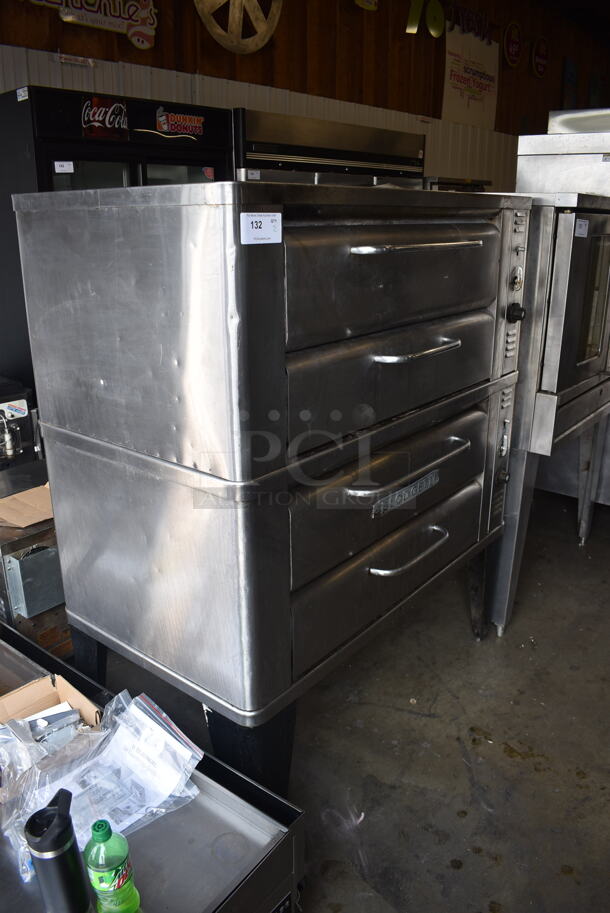 2 Blodgett 911-P Commercial Stainless Steel Natural Gas Double Pizza Deck Ovens With Baking Stones On Black Legs. 27,000 BTU. 2 Times Your Bid!  - Image 2 of 10