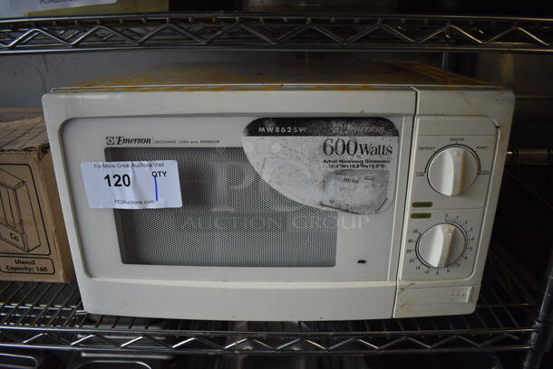 Emerson MW8625W Metal Countertop Microwave Oven w/ Plate. 19x13x11