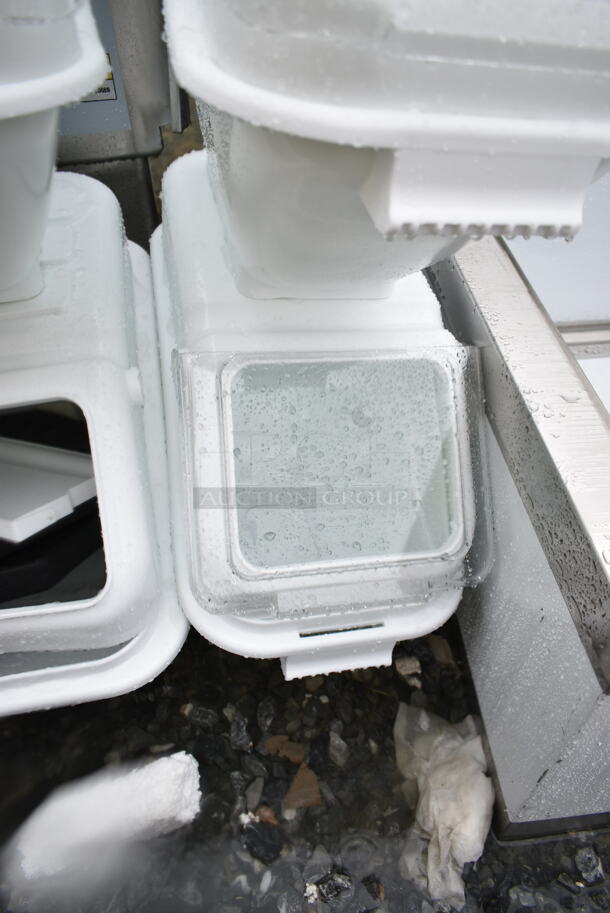 5 BRAND NEW SCRATCH AND DENT! Various White Poly Ingredient Bins. Includes 11x23.5x18, 21.5x24x18. 5 Times Your Bid!  - Image 7 of 11