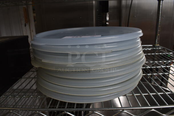 ALL ONE MONEY! Lot of 8 Clear Poly Round Lids! 12.5x12.5x1 - Image 3 of 3