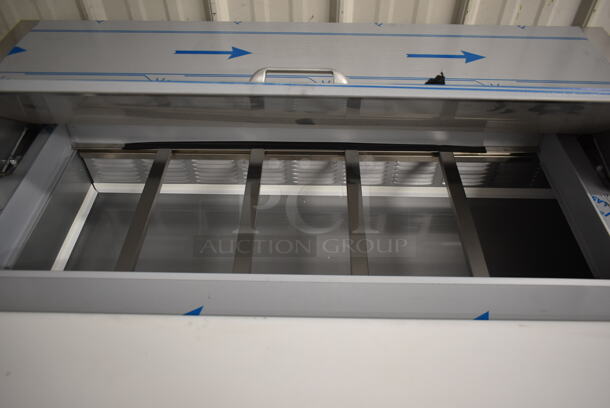 BRAND NEW SCRATCH AND DENT! Beverage Air SPED72HC-10-2 Stainless Steel Commercial Sandwich Salad Prep Table Bain Marie Mega Top w/ Poly Drop In Bins and Commercial Casters. 115 Volts, 1 Phase. Tested and Powers On But Does Not Get Cold - Image 4 of 11