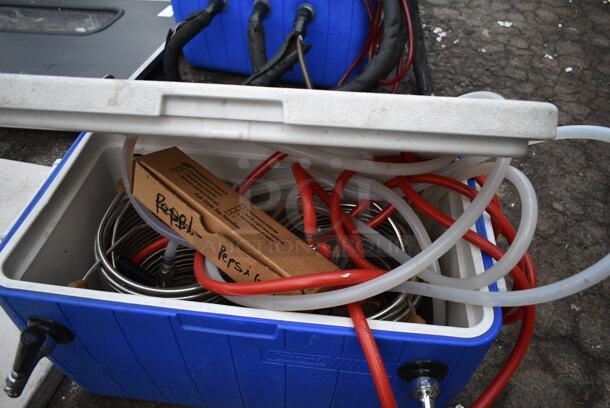 Blue and White Poly 2 Tap Jockey Box w/ Hoses. - Image 3 of 5