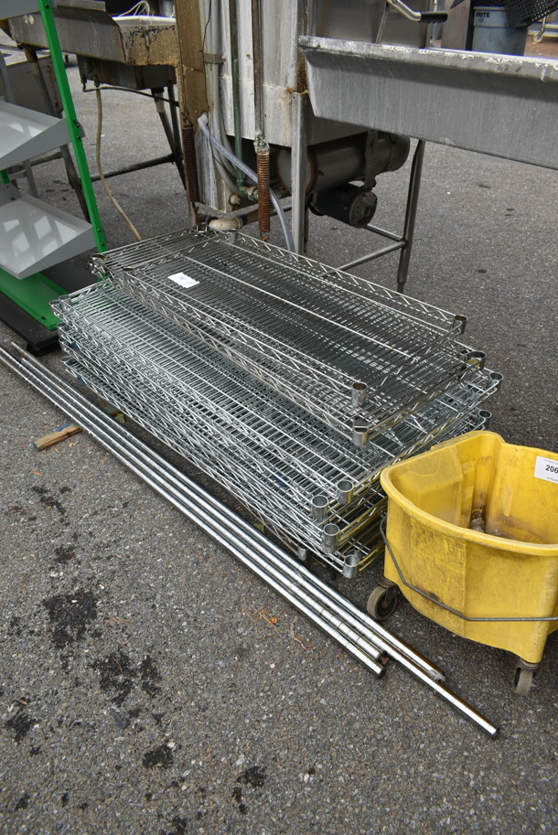 ALL ONE MONEY! Lot of Various Chrome Finish Wire Shelves and 4 Poles - Image 2 of 2