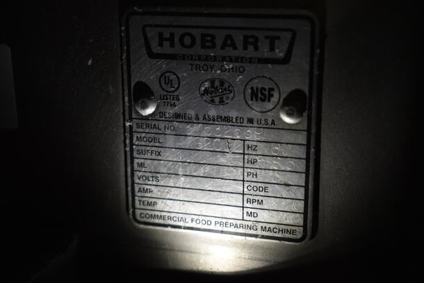 2016 Hobart MG2032 Metal Commercial Floor Style Electric Powered Meat Grinder w/ Foot Pedal on Commercial Casters. 208 Volts, 3 Phase. - Image 9 of 9