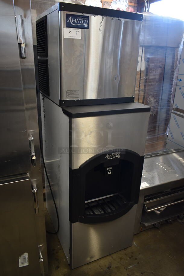 BRAND NEW SCRATCH AND DENT! Avantco 194MCF322A Stainless Steel Commercial Ice Head on Avantco 194HBN12022 Stainless Steel Commercial Hotel Ice Dispenser 120 lb. Capacity. 115 Volts, 1 Phase.  - Image 2 of 12