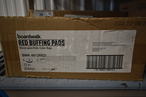 Box of 5 BRAND NEW! Boardwalk 12" Red Buffing Pads for Floor Buffer. - Image 3 of 5
