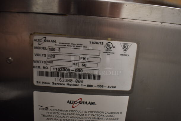 2012 Alto Shaam 1000-S Half Size Heat Holding Cabinet With Pan Racks And 1 Pan on Commercial Casters. 120V, 1 Phase. Tested and Working! - Image 5 of 5