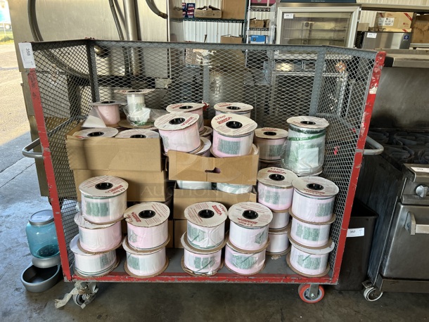 ALL ONE MONEY! Metal Commercial Cart on Commercial Casters w/ 54 Sharp E-Z Bag Rolls. 70x30x57 - Image 1 of 5