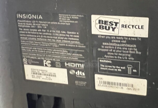 Insignia 42" Television. 38x22x4. Buyer Must Pick Up - We Will Not Ship This Item. - Image 5 of 5