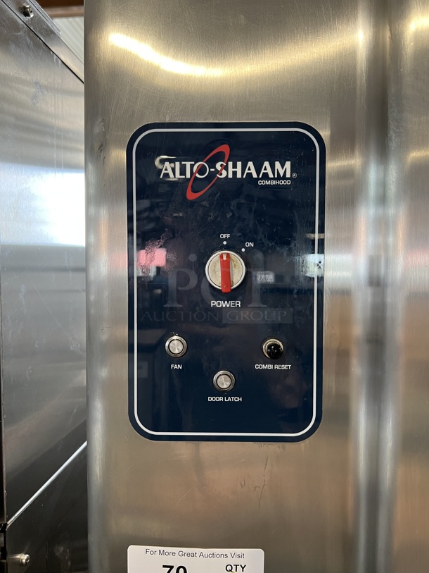 2013 Alto Shaam 10.10 ESVH Stainless Steel Commercial Electric Powered Combi Convection Oven w/ Ventless Hood and Equipment Stand on Commercial Casters. 208-240 Volts, 3 Phase. - Image 9 of 11