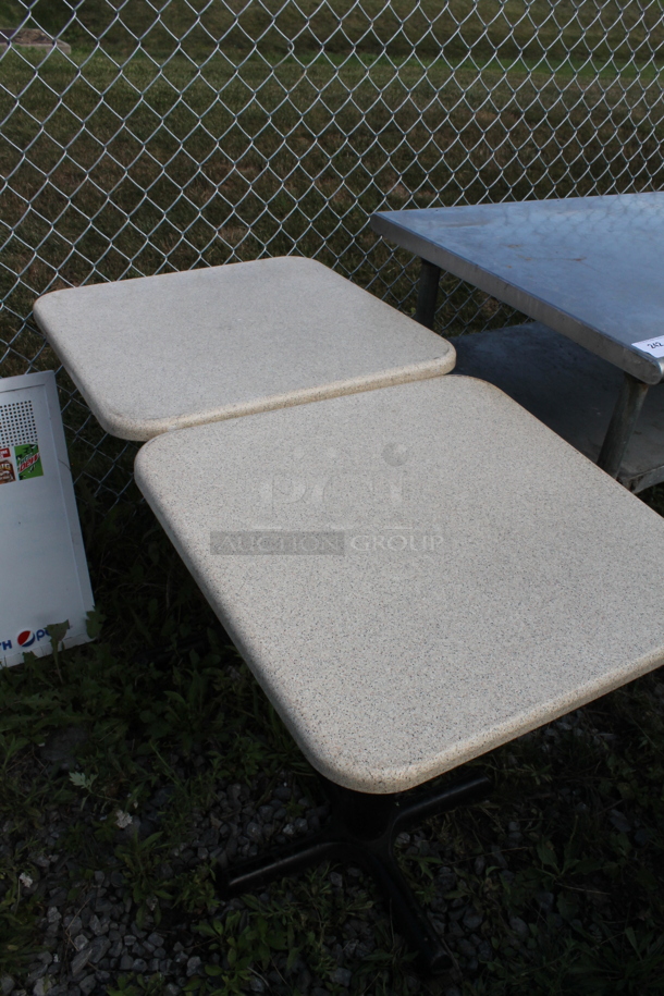 2 White Tables on Black Metal Table Base. 2 Times Your Bid! - Image 2 of 2