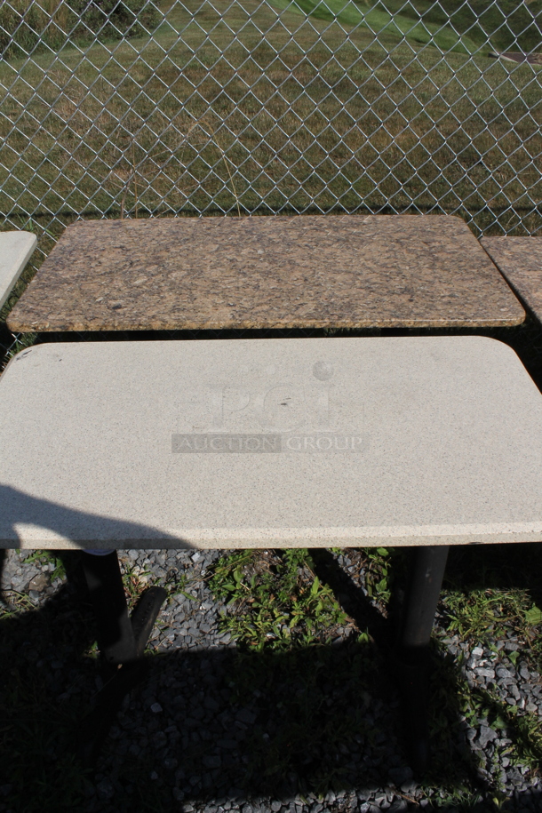 2 Stone Pattern/White Tables on Black Metal Table Bases. 2 Times Your Bid! - Image 1 of 2