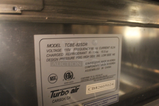 Turbo Air TCBE-82SDR Commercial Stainless Steel 4 Drawer Refrigerated Chef Base. 115V. Tested and Working! - Image 6 of 6
