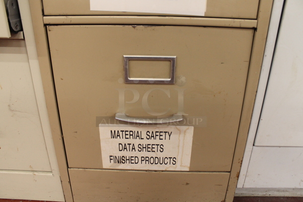 Tan Metal 2 Drawer Filing Cabinet. BUYER MUST REMOVE. - Image 3 of 6