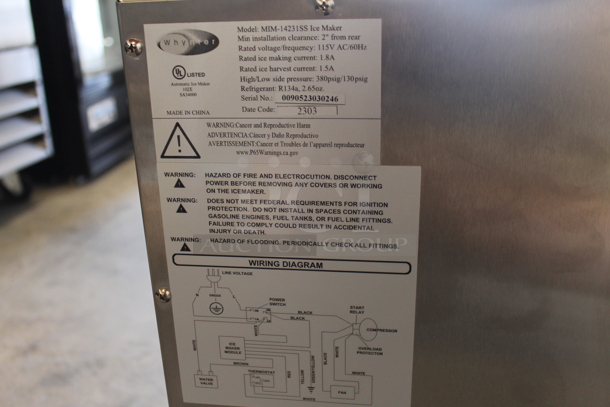 BRAND NEW SCRATCH AND DENT! Whynter MIM-14231SS Stainless Steel Commercial 14'' Undercounter Automatic Marine Ice Maker 23lb. 115 Volts, 1 Phase. Tested and Working! - Image 3 of 3