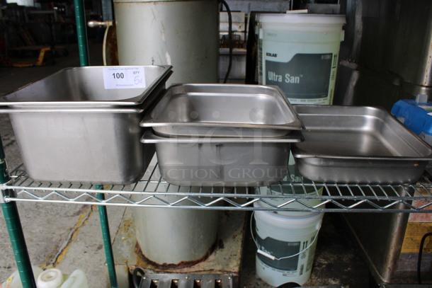 5 Various Stainless Steel 1/2 Size Drop In Bins. 1/2x2, 1/2x4, 1/2x6. 5 Times Your Bid!