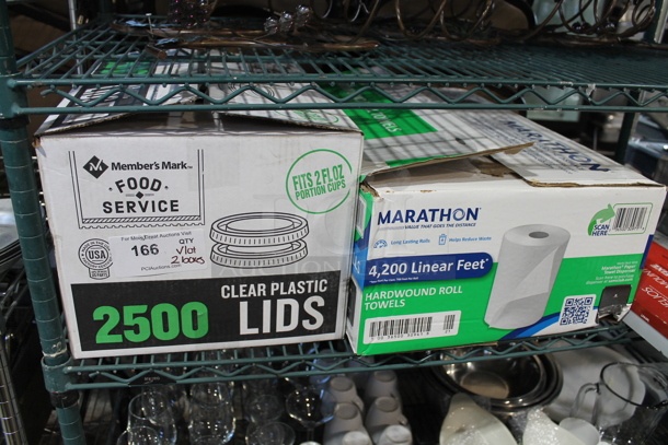 ALL ONE MONEY! Lot of 2 Boxes; Paper Towels and Lids - Image 1 of 5