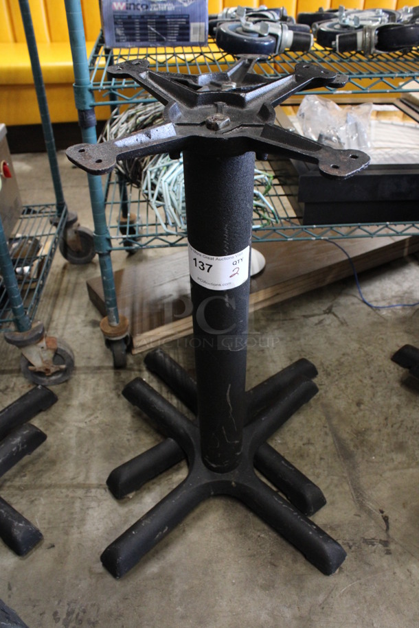 2 Black Metal Dining Height Table Bases. 21x21x28. 2 Times Your Bid!