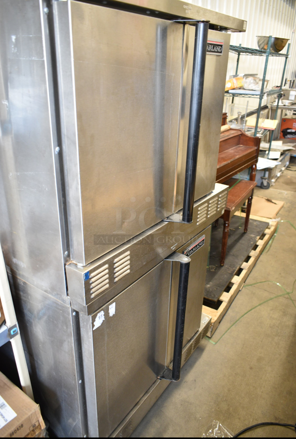 2 Garland MCO-ES-10S Master 200 Stainless Steel Commercial Electric Powered Full Size Convection Oven w/ Solid Doors, Metal Oven Racks and Thermostatic Controls on Commercial Casters. 460 Volts, 3 Phase. 2 Times Your Bid!