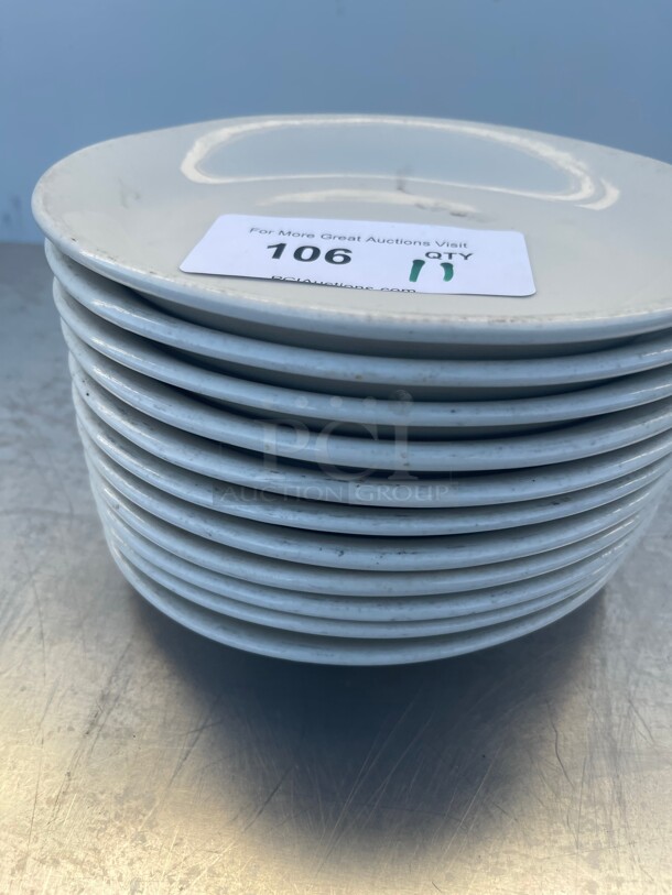 Tuxton ALA-104 Alaska 8 inch Bright White Wide Rim Rolled Edge China Plate NSF - Image 2 of 7