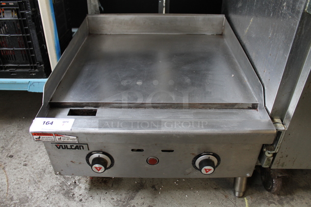 LATE MODEL! Vulcan VCRG24-T1 Stainless Steel Commercial Countertop Natural Gas Powered Flat Top Griddle.  - Image 1 of 5