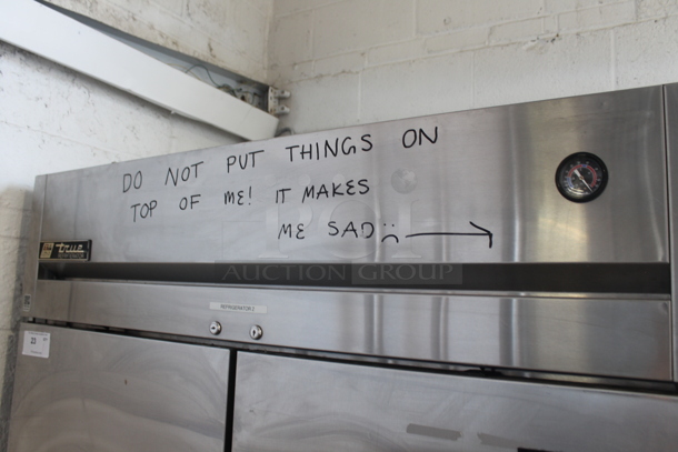 2015 True TG2R-2S Stainless Steel Commercial 2 Door Reach In Cooler w/ Poly Coated Racks on Commercial Casters. 115 Volts, 1 Phase. Tested and Working! - Image 2 of 9