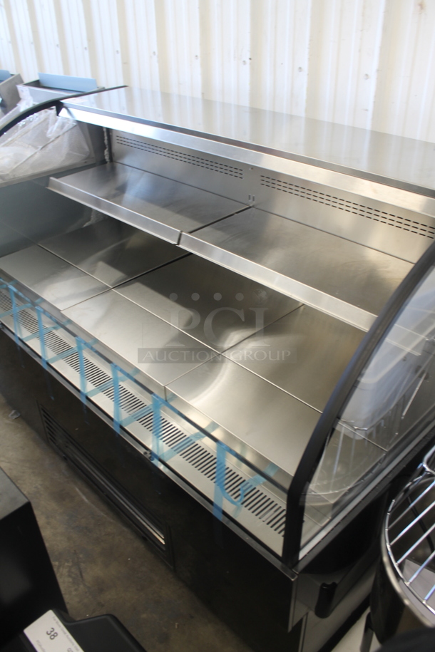 BRAND NEW SCRATCH AND DENT! 2022 Avantco 224BHAC63 Stainless Steel Commercial Black Metal Commercial Horizontal Air Curtain Merchandiser. See Pictures for Broken Side Glass Panel. 115 Volts, 1 Phase. Tested and Working! - Image 3 of 9
