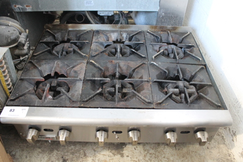 Cecilware Pro HPCP636 Stainless Steel Commercial Countertop Natural Gas Powered 6 Burner Range.