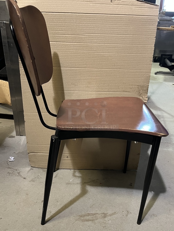 Metal Chairs with Brown Wood Seats & Backs, 4 x Bid - Image 2 of 3
