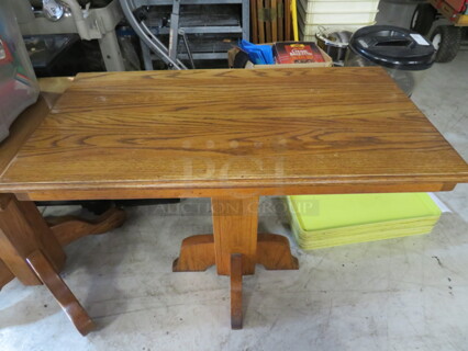 One Solid Oak Rectangular Table On A Solid Oak Base. 42X23X30
