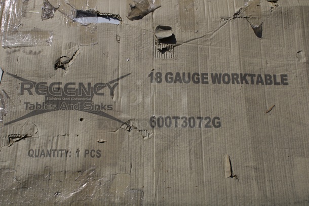 BRAND NEW SCRATCH & DENT! Regency 30" x 72" 18-Gauge 304 Stainless Steel Commercial Work Table with Galvanized Legs and Undershelf. In The Box. Box Is Slightly Damaged. 2x Your Bid - Image 5 of 7
