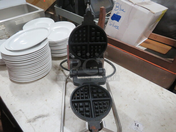 One Golden Malted Waffle Maker. Model# RT-P. 120 Volt.  - Image 3 of 3