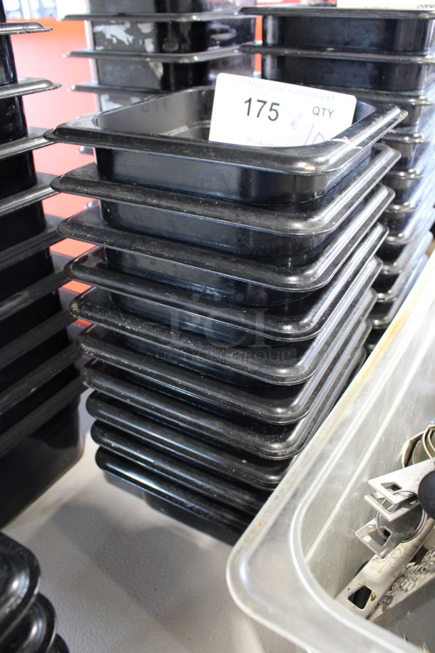 ALL ONE MONEY! Lot of 12 Cambro Black Poly 1/6 Size Drop In Bins! 1/6x2 - Image 2 of 3