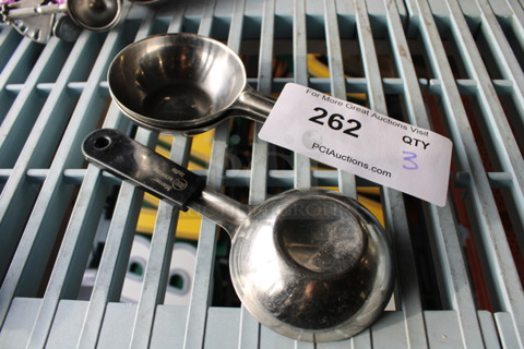 3 Stainless Steel Scoopers. 8". 3 Times Your Bid! 