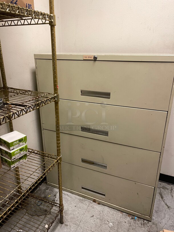 Clean! 42 Inch Wide  Lateral 4-Drawer File Cabinet, Metal, Putty NSF - Image 2 of 8