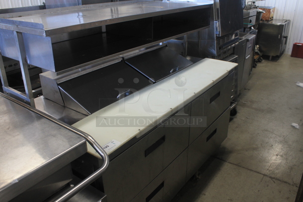 Delfield Stainless Steel Commercial Sandwich Salad Prep Table w/ 4 Drawers and Over Shelf on Commercial Casters. 115 Volts, 1 Phase. Tested and Working! - Image 2 of 6
