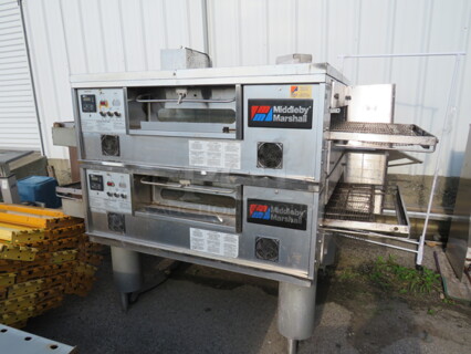 One Double Stack Middleby Marshall Natural Gas Pizza Ovens On Casters. Model# PS555G. 208-240 Volt. 1 Phase. 90X63X62.