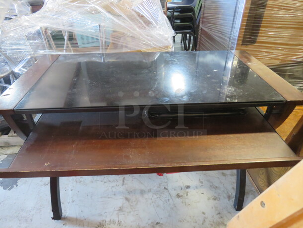 One Wooden/Glass Desk With Pullout. 48X24X30 - Image 2 of 2