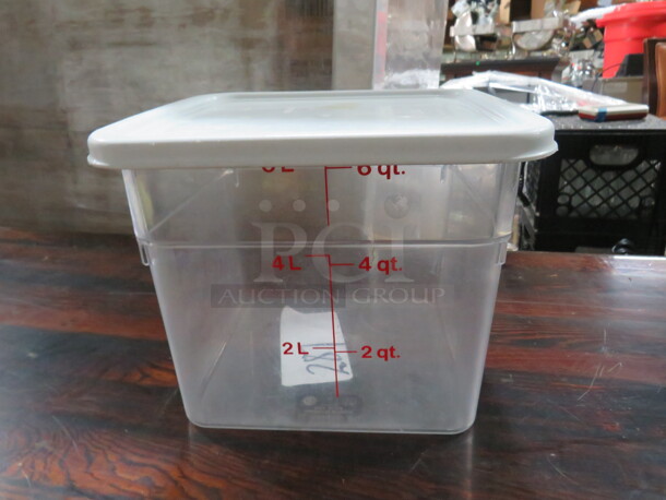 One 6 Quart Food Storage Container With Lid.